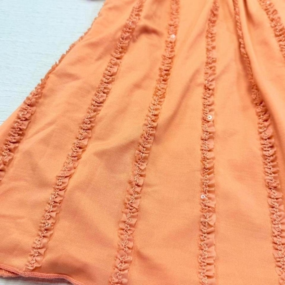 Y2K Off Shoulder Milkmaid Top Peach Coral Puff Sleeve Fairycore Blouse Large - Picture 3 of 8